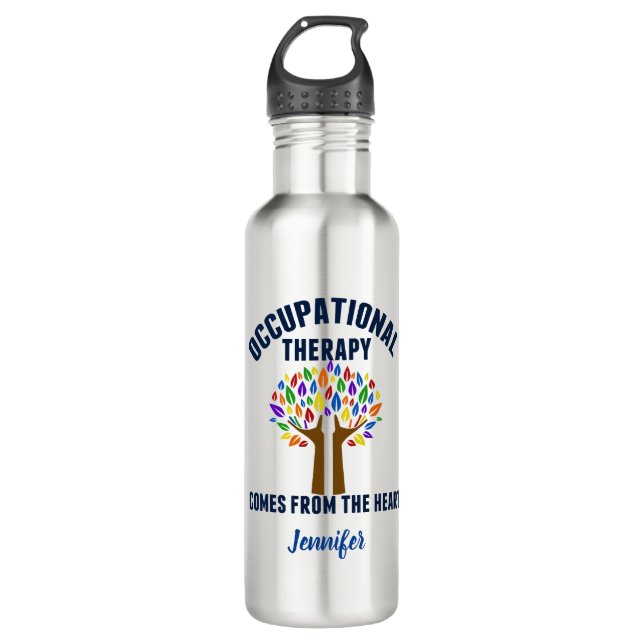 Beautiful Occupational Therapy Tree Quote Custom Stainless Steel Water Bottle (Front)