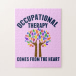 Beautiful Occupational Therapy Tree Quote Jigsaw Puzzle<br><div class="desc">Occupational Therapy Comes from the Heart. A pretty pink inspirational OT quote gift for your occupational therapist featuring a cute rainbow tree with helping hands as the trunk of hope. A beautiful present.</div>
