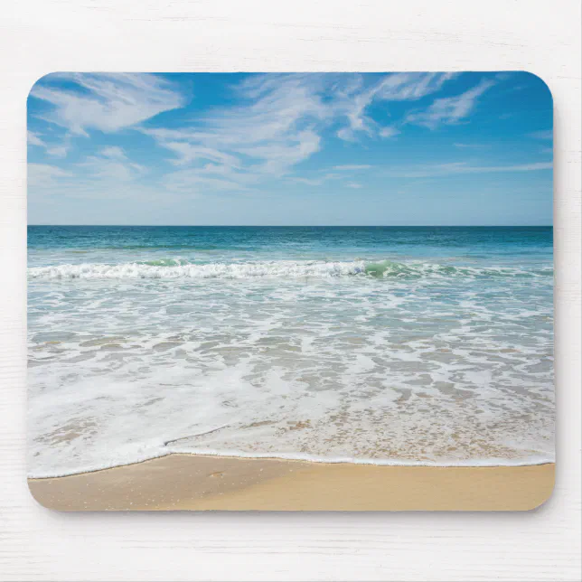 Beautiful ocean and beach scene mouse pad | Zazzle