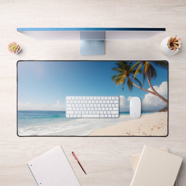 Beautiful Ocean Beach Palm Tree Desk Mat (Office 1)