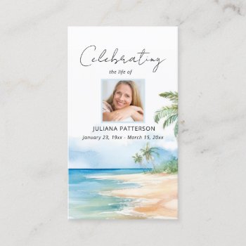 Beautiful Ocean Beach Photo Funeral Prayer Card by colorfulgalshop at Zazzle