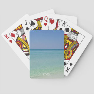 Beautiful Ocean Beach Photography Seaside Monogram Poker Cards