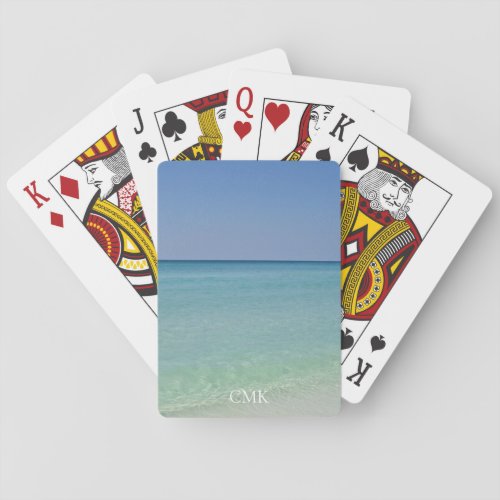 Beautiful Ocean Beach Photography Seaside Monogram Poker Cards