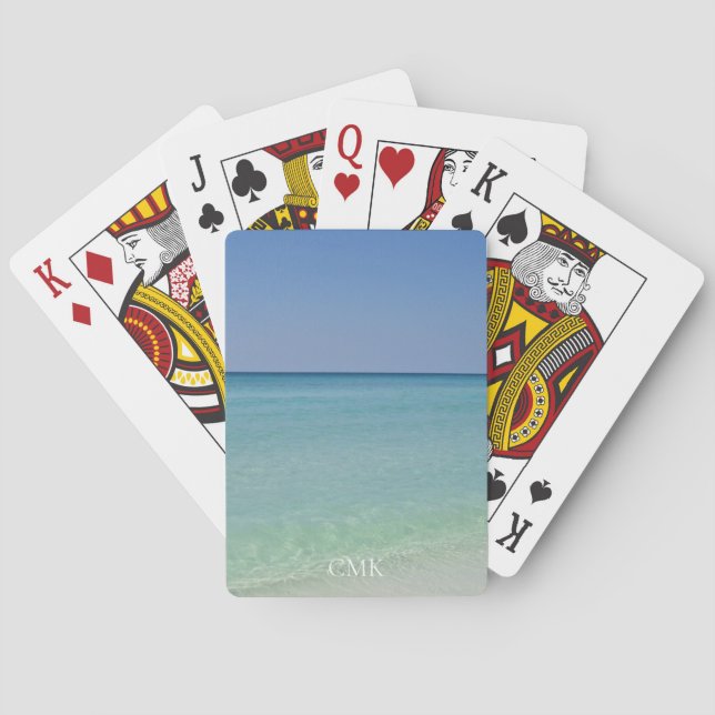 Beautiful Ocean Beach Photography Seaside Monogram Poker Cards (Back)