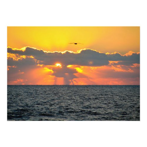 Beautiful ocean beach sunrise photo print