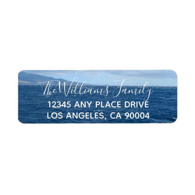 Beautiful Ocean Blue Waves Label (Front)