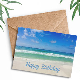 Beautiful Ocean Photo Custom Beach Happy Birthday Card