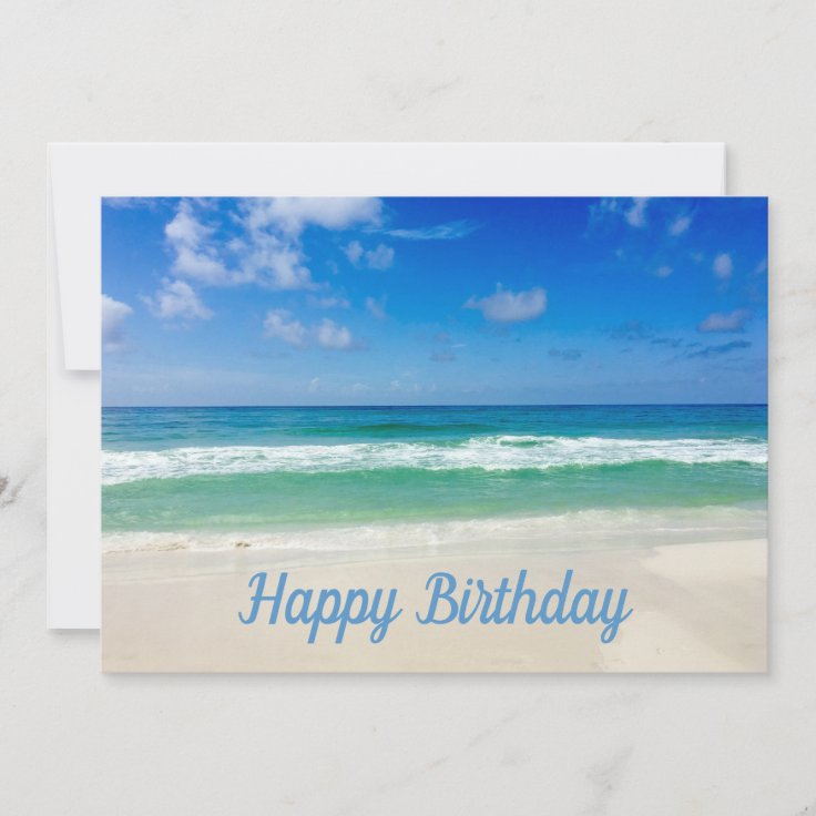 Beautiful Ocean Photo Custom Beach Happy Birthday Card | Zazzle