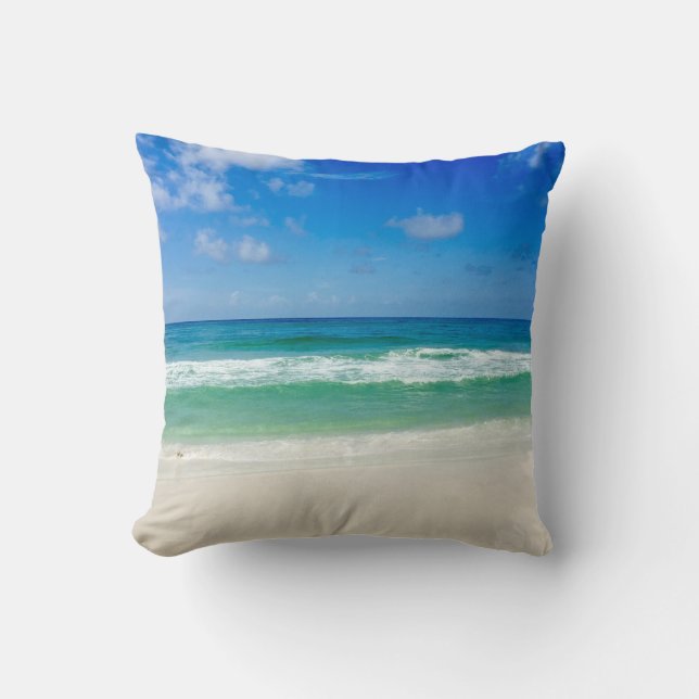 Beautiful Ocean Photography Custom Beach House Throw Pillow (Front)