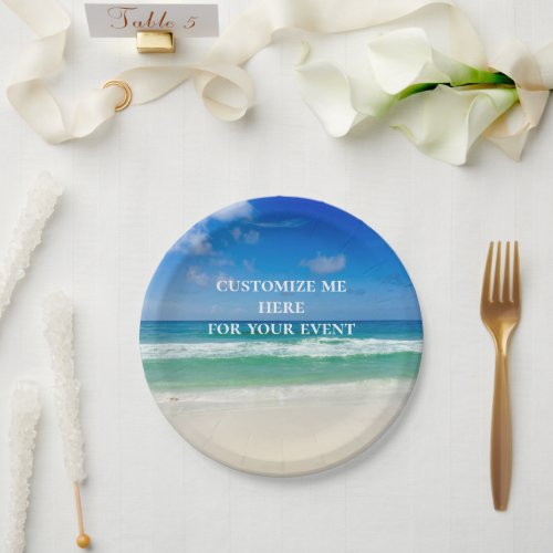 Beautiful Ocean Photography Custom Beach Party Paper Plates