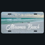 Beautiful Ocean Photography Custom Beach Town License Plate<br><div class="desc">A license plate frame of beautiful Miramar Beach Florida that can be customized with your own text. Gorgeous emerald coast photography gift of the sandpipers on the edge of the ocean waves on the sand. Pretty seaside souvenir from Destin in the summer.</div>