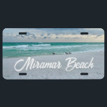 Beautiful Ocean Photography Custom Beach Town License Plate<br><div class="desc">A license plate frame of beautiful Miramar Beach Florida that can be customized with your own text. Gorgeous emerald coast photography gift of the sandpipers on the edge of the ocean waves on the sand. Pretty seaside souvenir from Destin in the summer.</div>