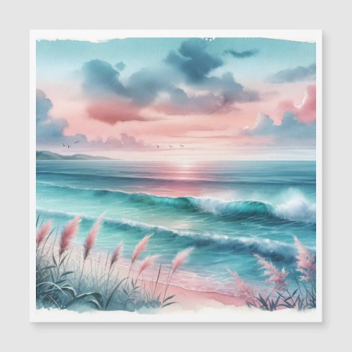 Beautiful Ocean Scene in Pink and Blue
