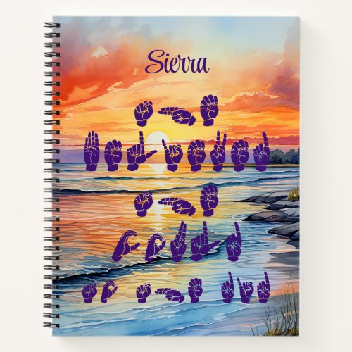 Beautiful Ocean Sunset ASL She Believed She Could Notebook