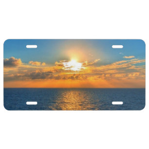 Beautiful ocean sunset license plate