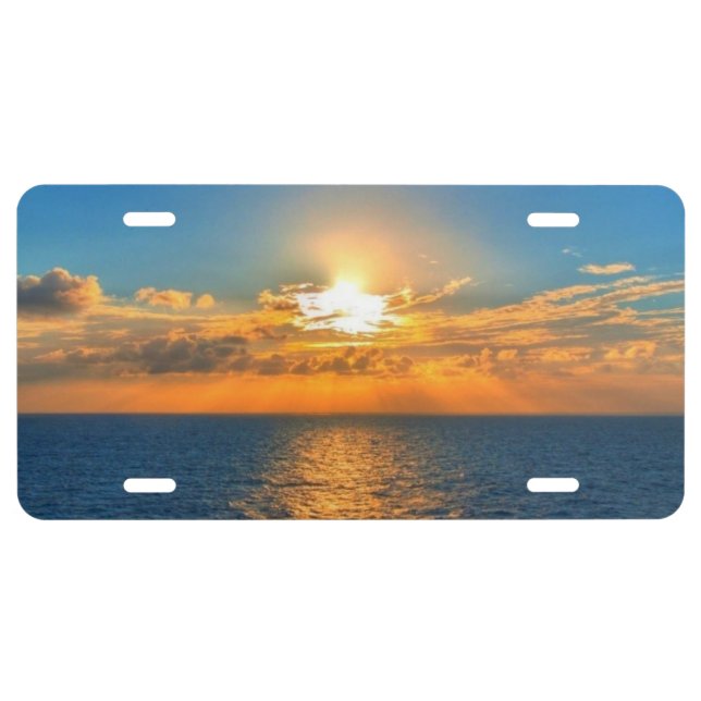 Beautiful ocean sunset license plate (Front)