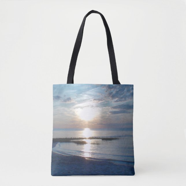 Beautiful Ocean Sunset Photo Tote Beach Bag (Front)