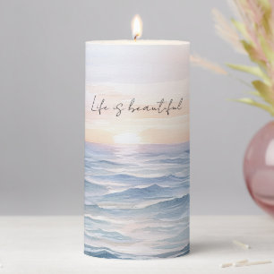 Beautiful Ocean Sunset Pillar Candle