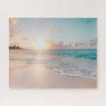 Beautiful Ocean Sunset With Gentle Waves Family Jigsaw Puzzle<br><div class="desc">Beautiful ocean sunset with gentle waves,  or replace with your photo</div>
