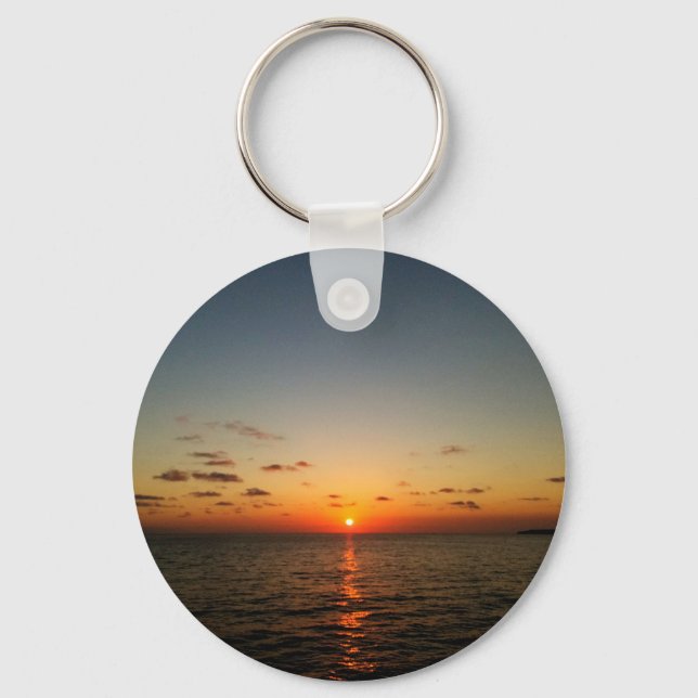 beautiful ocean sunset yellow orange red keychain (Front)