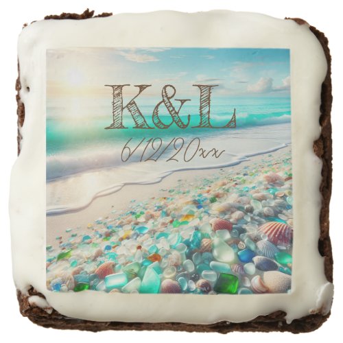 Beautiful Ocean Waves and Sea Glass Personalized Brownie