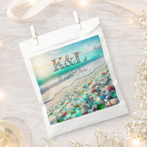 Beautiful Ocean Waves and Sea Glass Personalized Favor Bag