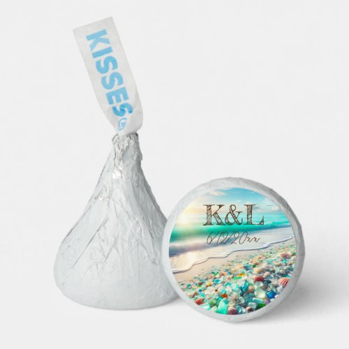 Beautiful Ocean Waves and Sea Glass Personalized Hersheys Kisses