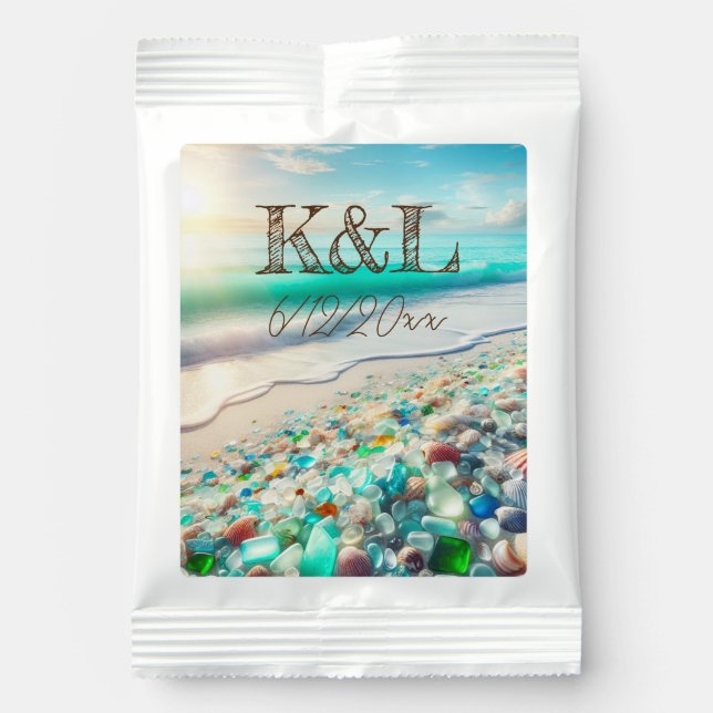 Beautiful Ocean Waves and Sea Glass Personalized Margarita Drink Mix (Front)