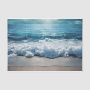 Beautiful Ocean Waves Crashing at the Beach Tissue Paper