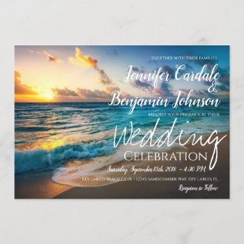 Beautiful Ocean Waves Summer Beach Wedding Invitation by CustomWeddingSets at Zazzle