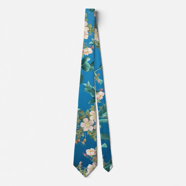 Beautiful Oceanic Blue Floral and Botanical Chic   Neck Tie (Front)