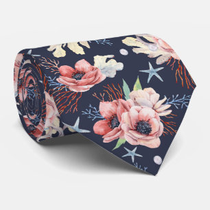 Beautiful Oceans Symbols Over Deep Blue Neck Tie