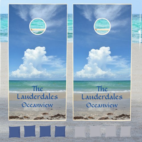 Beautiful Oceanview Photographic Coastal Cornhole Set