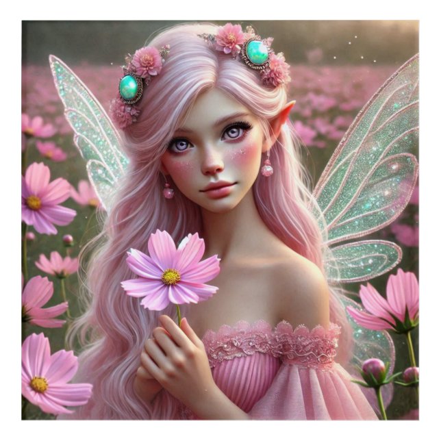 Beautiful October Fairy in Cosmos Acrylic Print (Front)