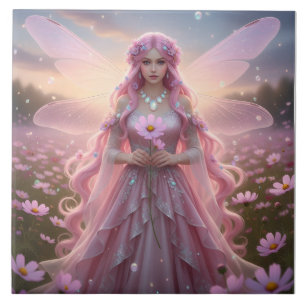 Beautiful October Opal Fairy Ceramic Tile