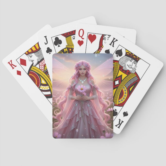 Beautiful October Opal Fairy Poker Cards (Back)