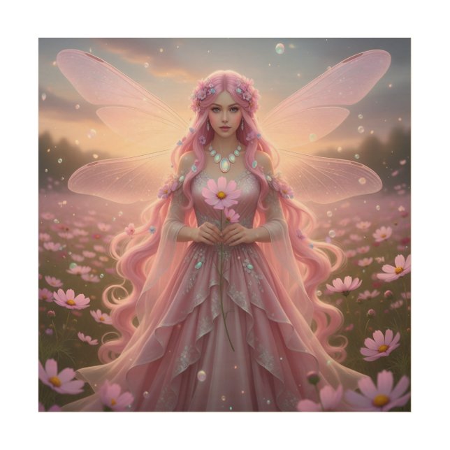 Beautiful October Opal Fairy Wood Wall Art (Front)