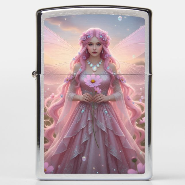 Beautiful October Opal Fairy Zippo Lighter (Front)