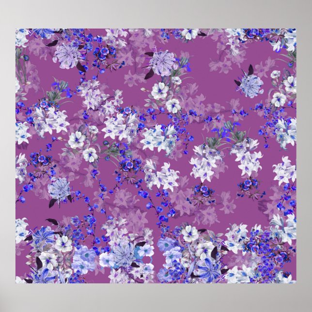 Beautiful Oil Painted Flowers and Branches Tiny Fl Poster (Front)