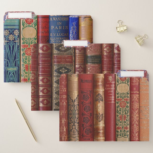 Beautiful Old Book Spines File Folder (Set)