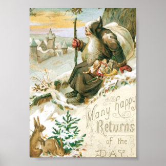 Beautiful old painting of Santa Claus Poster