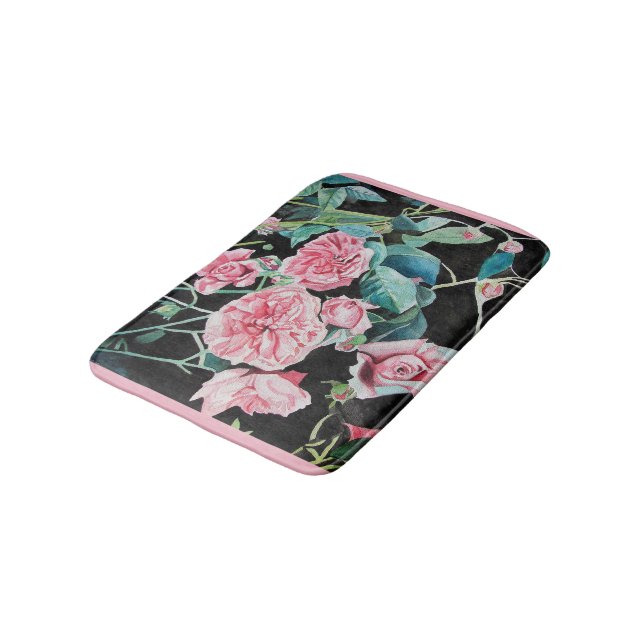 Beautiful Old Pink Roses Bath Mat (Angled)