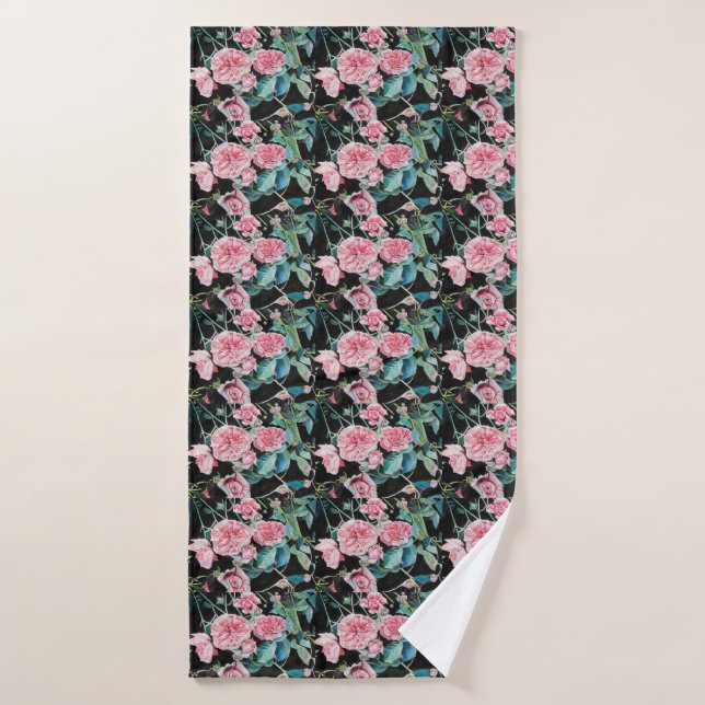 Beautiful Old Pink Roses Bathroom Bath Towel (Bath Towel)