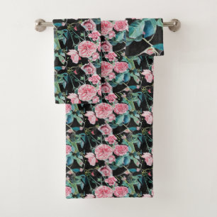 Beautiful Old Pink Roses Bathroom Towel Set