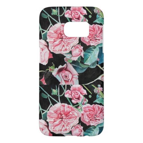 Beautiful Old Pink Roses Floral Flower Pattern Samsung Galaxy S7 Case