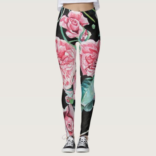 Beautiful Old Pink Roses Leggings