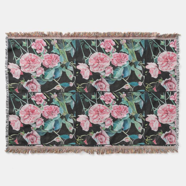 Beautiful Old Pink Roses Modern Throw Blanket (Front)