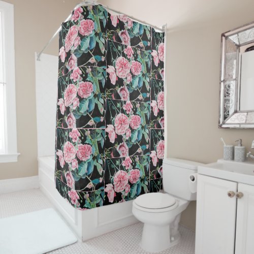 Beautiful Old Pink Roses Shower Curtain