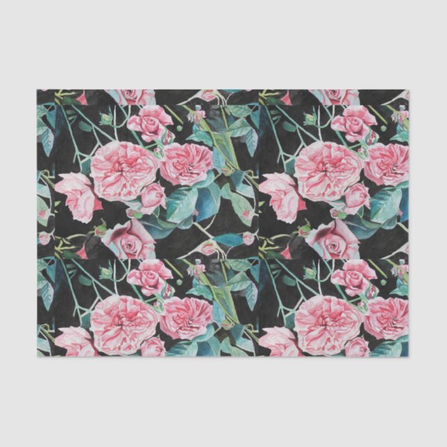 Beautiful Old Pink Roses Tissue Paper Wrapping (Front)