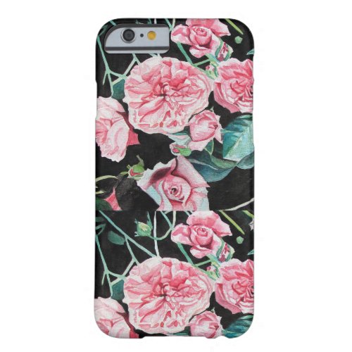 Beautiful Old Pink Roses Watercolor painting Barely There iPhone 6 Case